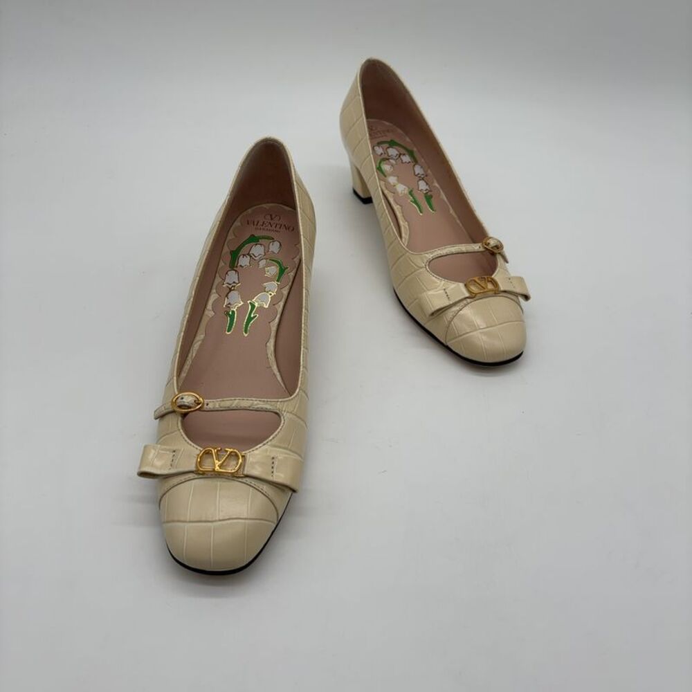 Valentino Garavani Croc-Embossed Mid Heel Pump